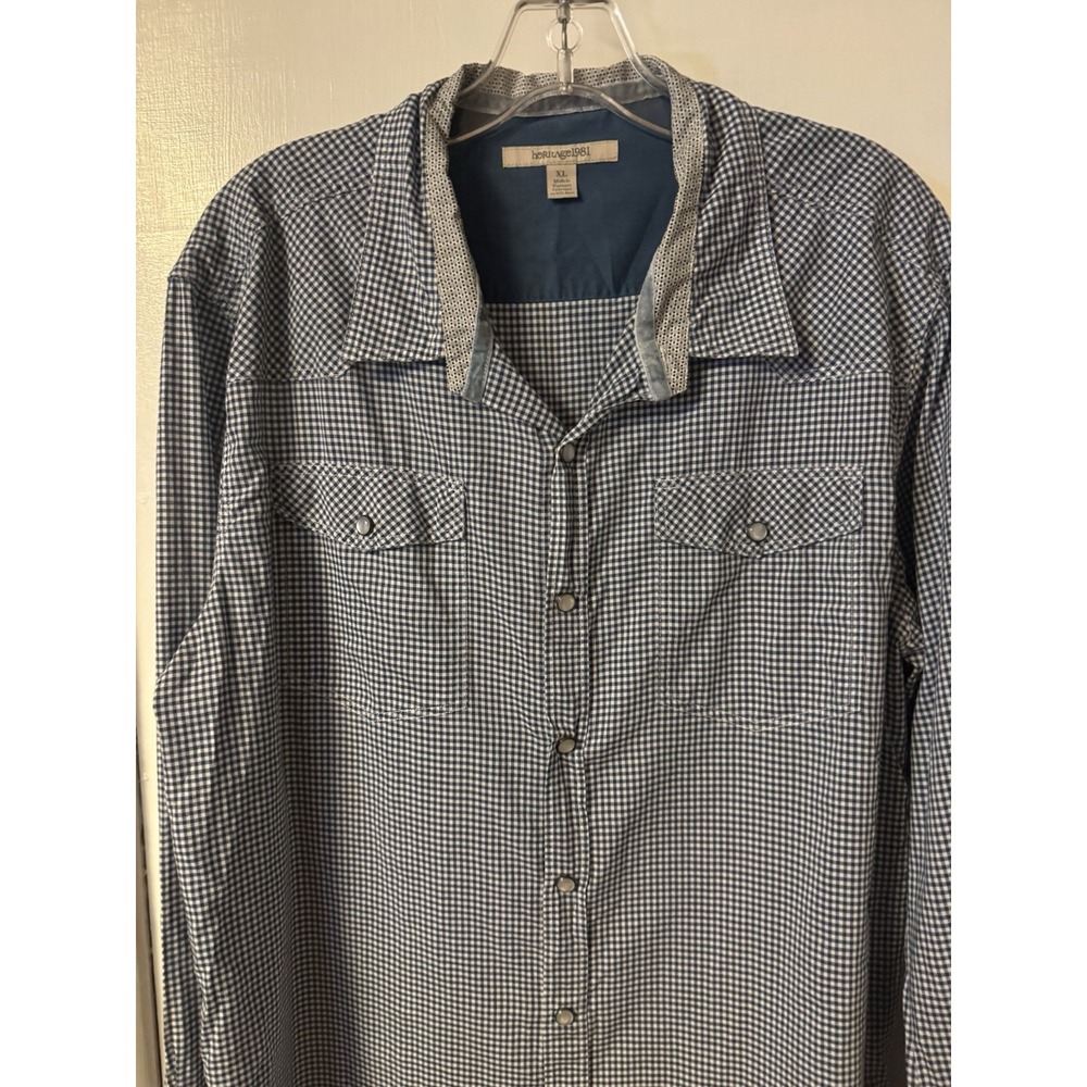 Hertige 1981 Women's XL Long Sleeve Gingham Check With Pearl Snaps Shirt - Picture 2 of 16